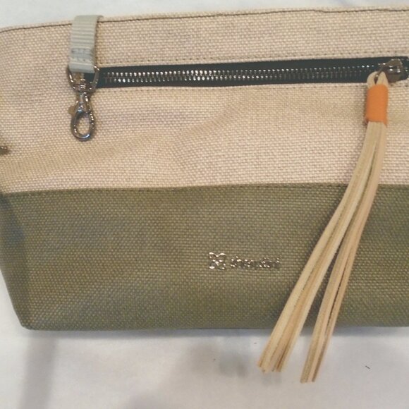 nwot SHERPANI Paige Crossbody/Wristlet Bag Beige/Green Canvas, tags detached/new - Picture 7 of 8